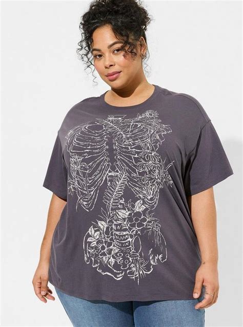 Plus Size Floral Cage Oversized Fit Cotton Crew Neck Tee Torrid