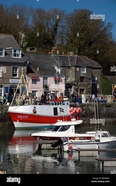 Padstow Cornwall Uk Harbour Harbor Quay Marina Fishing Boats Stock