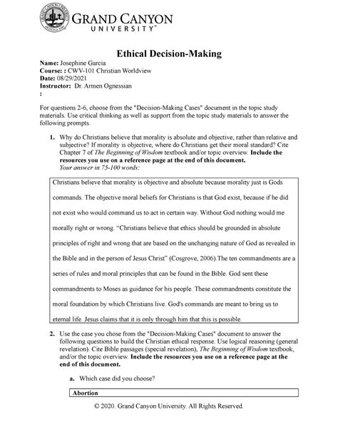 CWV 101 301 RS T6 T7Ethical Decision Making Ethical Decision Making