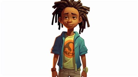 Premium Photo | Cartoon illustration of a young man with dreadlocks and a shirt generative ai