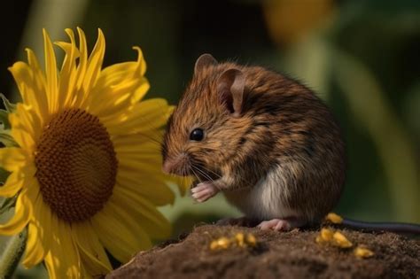 Premium AI Image | A mouse eating sunflower seeds General AI