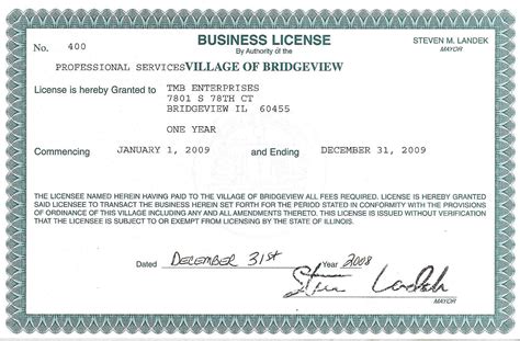 Printable Business License Template