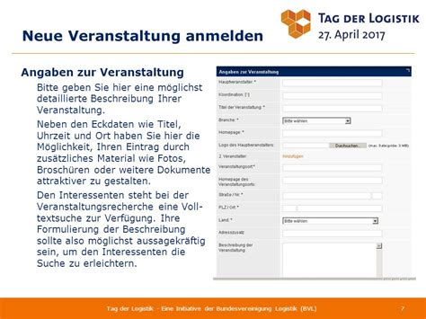 Logistik Machts M Glich Online Anmeldung Einer Veranstaltung Auf Ppt