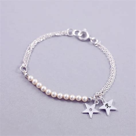 Charm Bracelet With Swarovski Glass Pearls By J S Jewellery