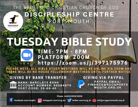 Tuesday Bible Study RCCG Discipleship Centre Portsmouth