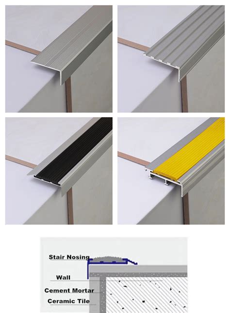 China Anti Slip Ceramic Tile Stair Nosing Aluminum Metal Step Edge Trim