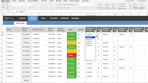 Planilha De Controle De Vendas Youtube