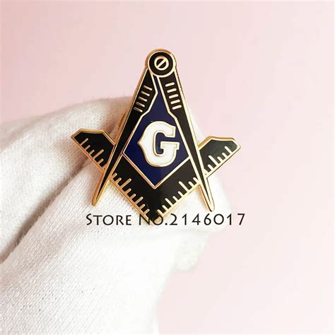 Newly High Quality Masonic Hard Enamel Lapel Pin Free Masons Square And Compass Freemason Logo G