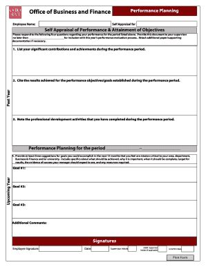 Fillable Online Busfin Osu Performance Planning Self Appraisal