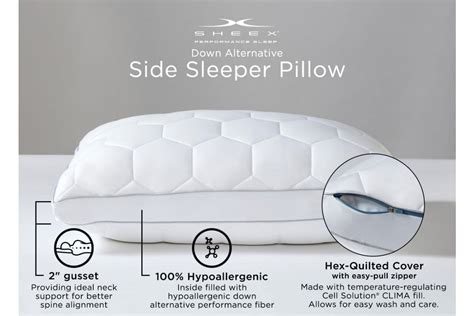 Sheex Elevated Performance Down Alternative Side Sleeper Pillow King