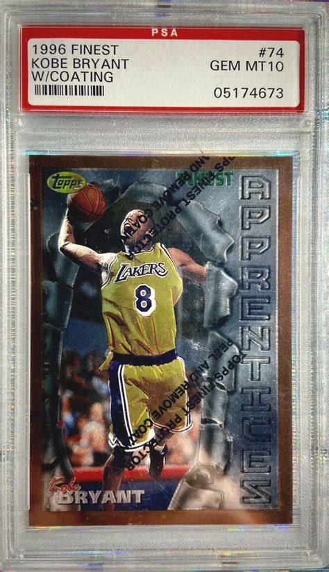 Kobe Bryant Rookie PSA 10 GEM MINT 1996 W Coating Topps Finest