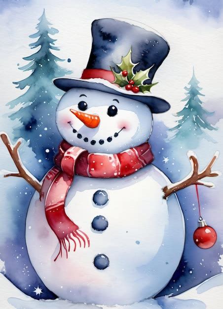 Premium Photo Watercolor Christmas Winter Illustration With Happy