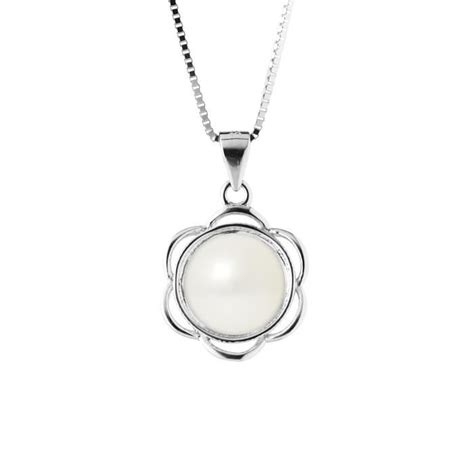 Perlinea Collier Fleur Perle De Culture D Eau Douce Aaa Bouton