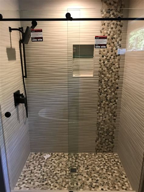 Elegant Wave Tile Shower Design