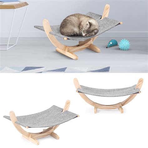 Hamac En Bois Pour Chat Coloris Gris