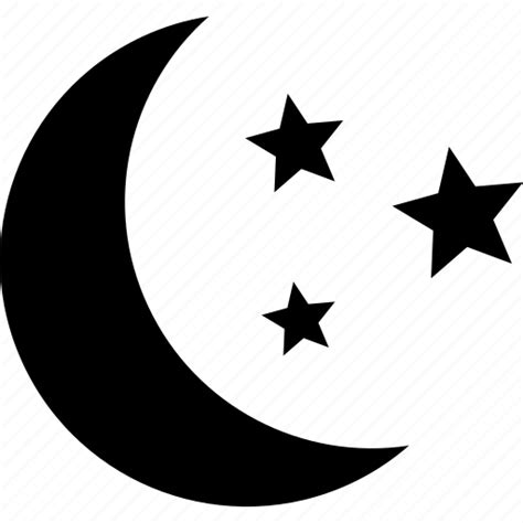 Crescent Evening Moon Night Nighttime Stars Time Icon