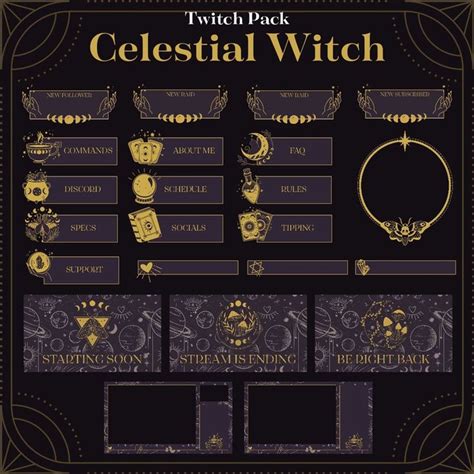 Animated Celestial Witch Twitch Pack Twitch Streamer Overlays Scenes