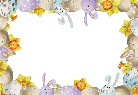 Aquarell Hand Gezeichnet Ostern Feier Clip Art Rand Rahmen Mit Eier