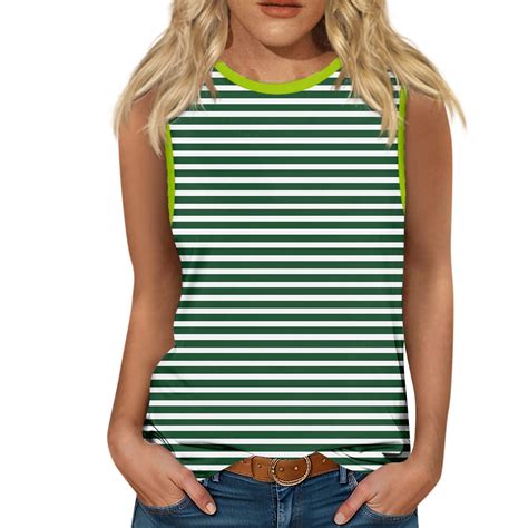 Biziza Womens Tank Tops 2024 Trendy 2024 Casual Summer Summer Sleeveless Shirts High Crew Neck