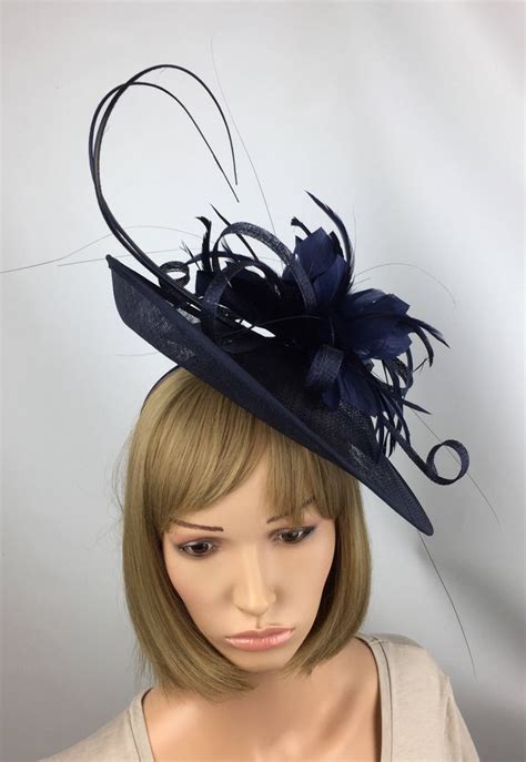 Navy Blue Fascinator Navy Fascinator On Clip Blue Wedding Etsy Uk Navy Blue Fascinator Blue