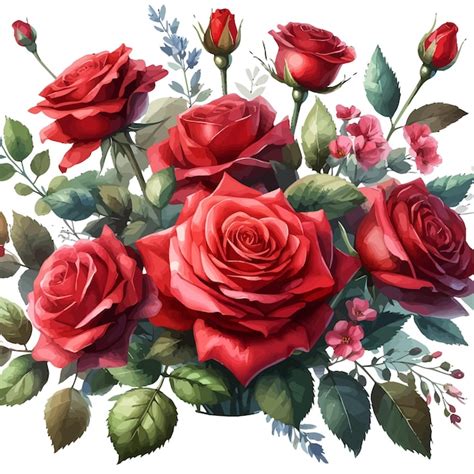 Premium Vector Watercolor Red Rose Bouquet Vector Style