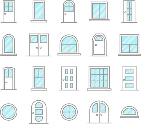 Doors and windows, illustration, vector, on a white background