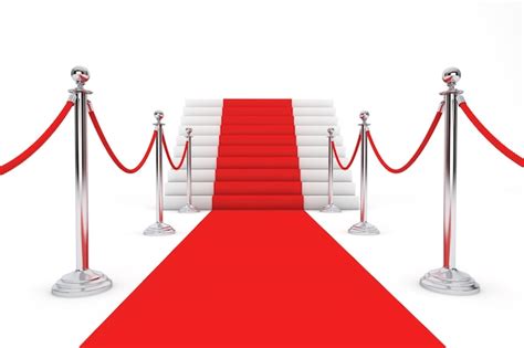 Premium Photo Red Carpet And Barrier Rope On A White Background