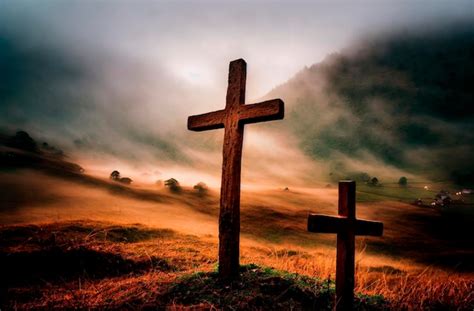 Premium Photo Christian Cross On Hill In Foggy Weather Christian