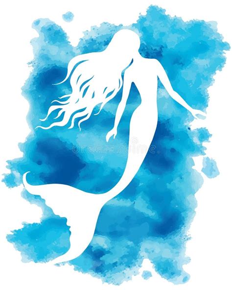 Mermaid Watercolor Vector Silhouette Illustration Stock Vector