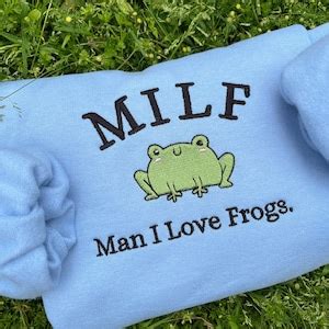 MILF Frog Embroidered Sweatshirt Frog Lover Jumper Funny MILF Sweater