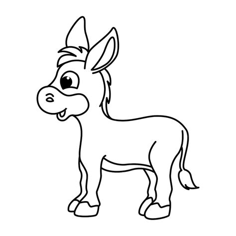 Burros Para Colorir - Desenho de burro engraçado para colorir | Vetor Premium