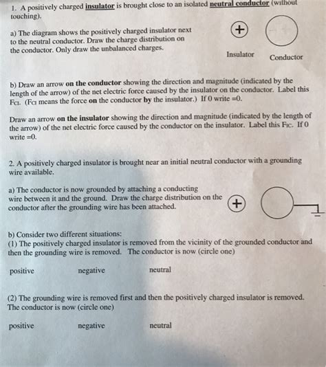 Solved 1 A Positively Charged Insulator Is Brought Close To