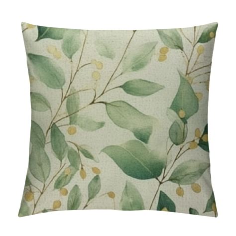 GOSMITH Spring Pillow Covers Eucalyptus Leaves Decorative Throw Pillow