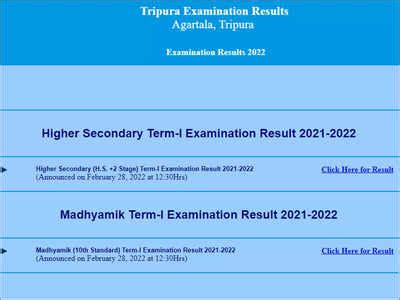 Tbse Term Result For Class Th Announced At Tbresults