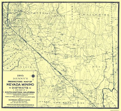 Historic Mine Map - Nevada Prospectors Mining District - Denny 1905
