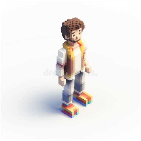 Colorful 3d Pixel Art of Minecraft Character on White Background Stock ...