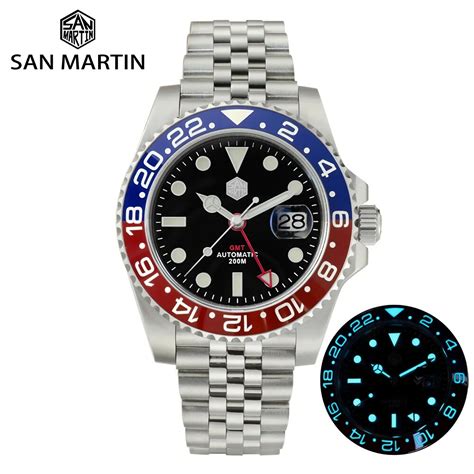 San Martin SN015 G GMT Automatic Black Dial Stainless Steel 40 5mm Men