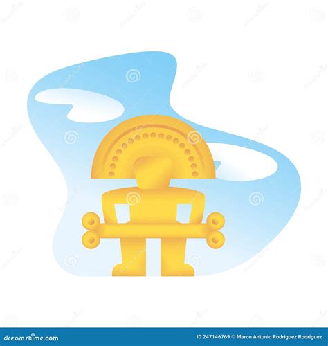 Isolated Gold Sculpture Pre Columbian Art Vector Stock Vector