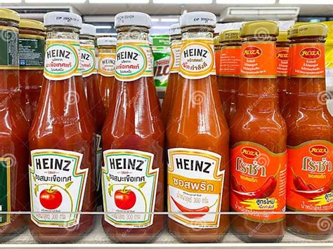 Many Bottles Of Tomato Ketchup On The Shelf Editorial Photo Image Of Glass Natural 255064136