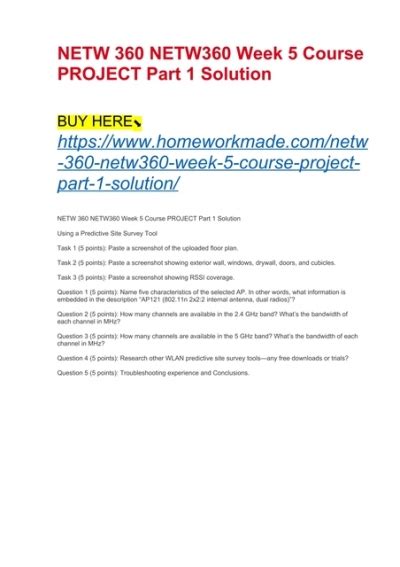 NETW 360 NETW360 Week 5 Course PROJECT Part 1 Solution