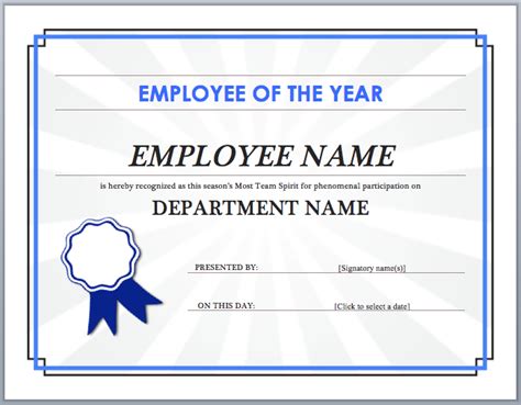 Employee Of The Year Certificate | Certificate Templates intended for ...