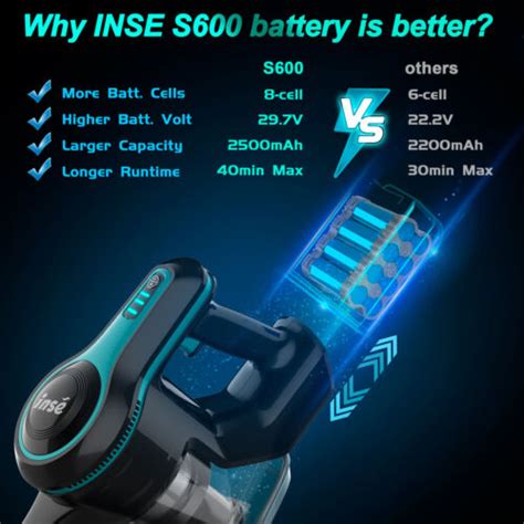 Inse S Kpa Min Cordless Handheld Stick Carpet Floor Hair Vacuum