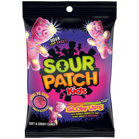SOUR PATCH KIDS Glow Ups Strawberry-Watermelon Soft & Chewy Candy, 6.7