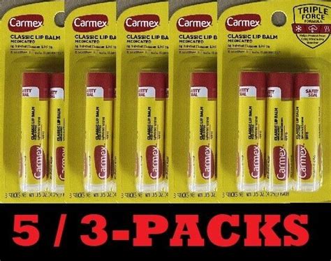 5x Carmex 3 Packs Classic Lip Balm Medicated Protectant 15 Sticks 5 3 Packs Ebay