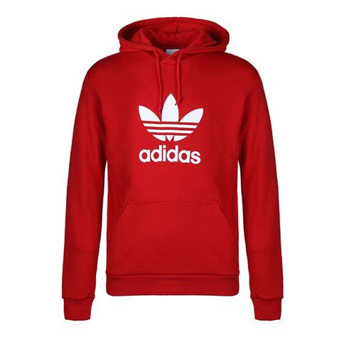 Adidas Original Mens Trefoil Red Hoodie Dx3614 Popover Power Red