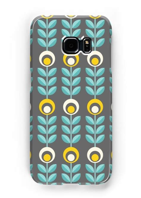 Scandinavian Flowers Yellow Gray Teal Retro Pattern By Slanapotam