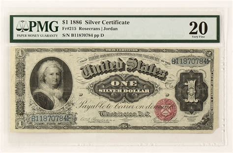 1886 1 One Dollar U S Silver Certificate Large Size Bank Note Pmg 20 Pristine Auction