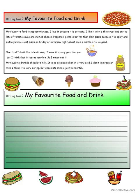 Creative Writing:My Favorite Food/Dr…: English ESL worksheets pdf & doc