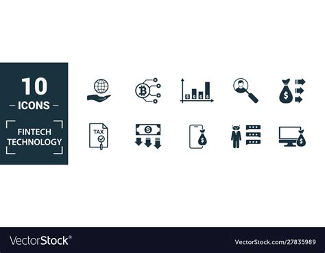 Fintech Technology Icon Set Include Creative Vector Image