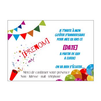 Carte Dinvitation Pour Un Anniversaire Denfants Imprimer Gratuit